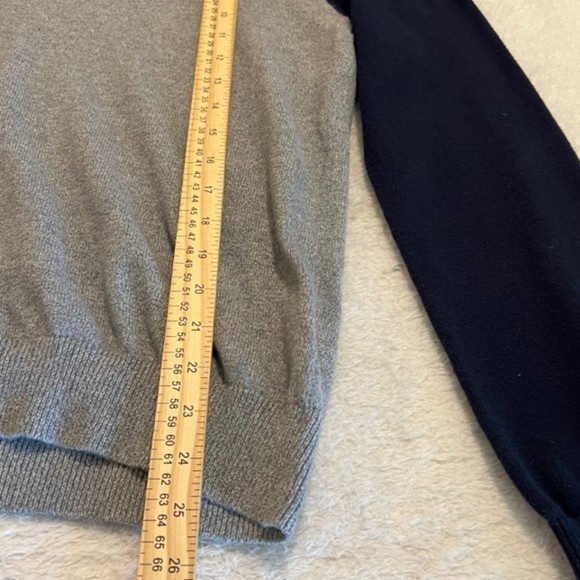 Tommy Hilfiger Mens Blue Gray Color Block Crewneck Cotton Knit Sweater Sz Medium - Picture 9 of 9